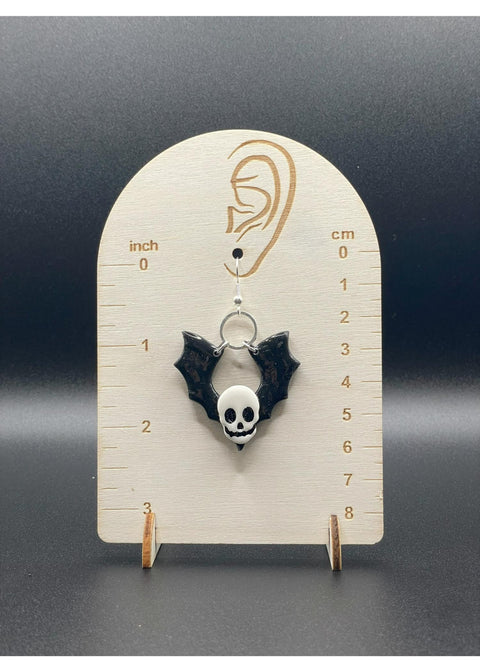 Salem Skull Bat Dangle Earrings