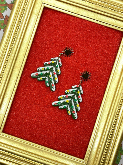 Snowy Christmas Tree Earrings