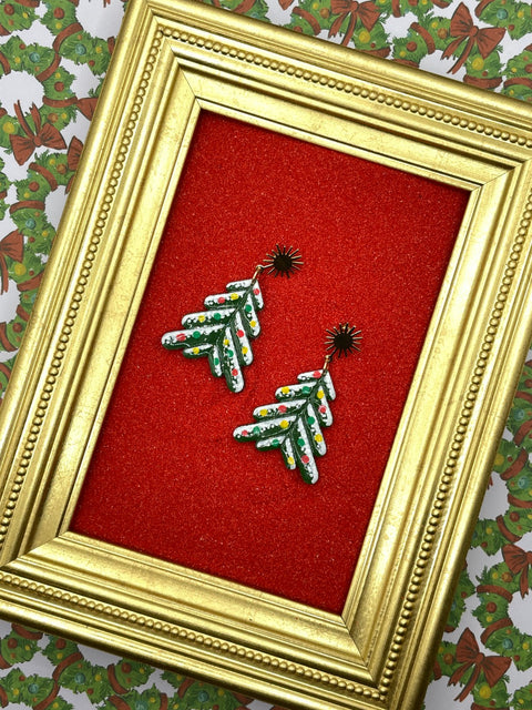 Snowy Christmas Tree Earrings