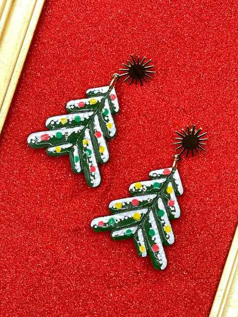 Snowy Christmas Tree Earrings