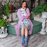 Aquamarine Peacock Sheer Crew Sock
