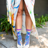 Aquamarine Peacock Sheer Crew Sock