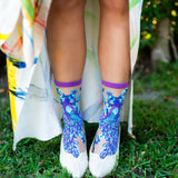 Aquamarine Peacock Sheer Crew Sock
