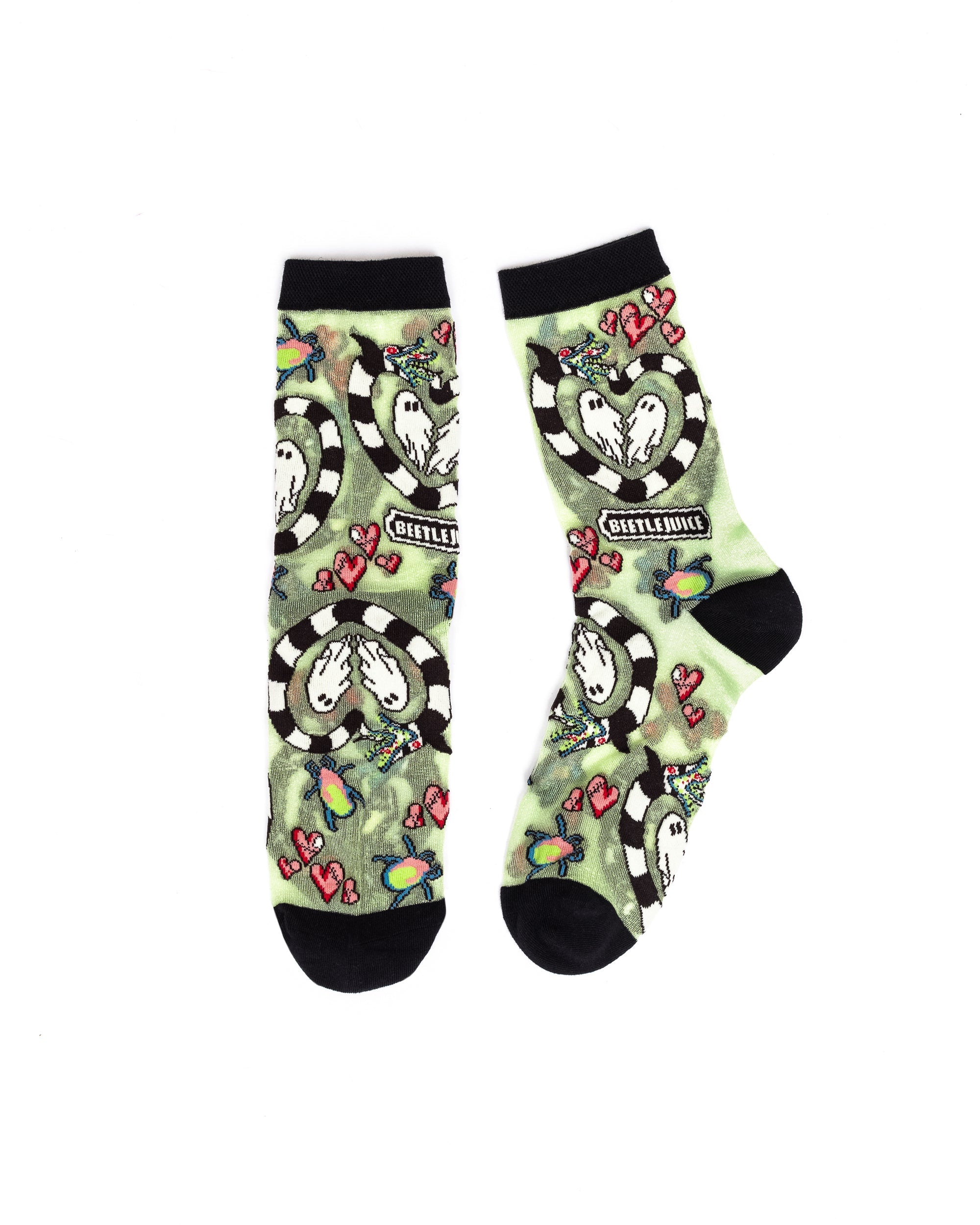 Beetlejuice™ Green Shimmer Sheer Crew Sock