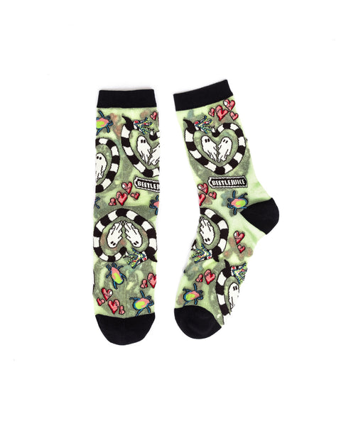 Beetlejuice™ Green Shimmer Sheer Crew Sock