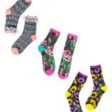 Black Sheer Socks Bundle 2 🌻 Floral Lover