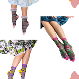 Black Sheer Socks Bundle 2 🌻 Floral Lover