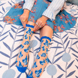 Blueberry Ruffle Sheer Crew Sock