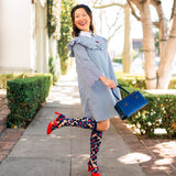 Bold Blue Sheer Knee High Sock