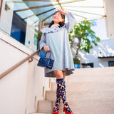 Bold Blue Sheer Knee High Sock