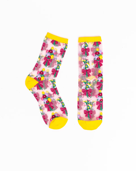 Bouquets All Day Shimmer Sheer Crew Sock