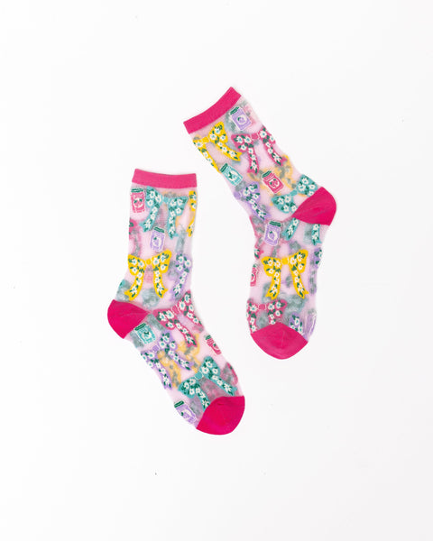 Bows & Jam Shimmer Sheer Crew Sock