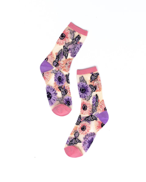 Sunflower Print Sheer Socks Bundle