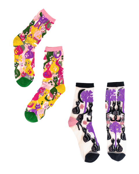 Cat Lovers Sheer Socks Bundle