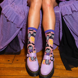 Dracula Scary Cute Shimmer Sheer Crew Sock