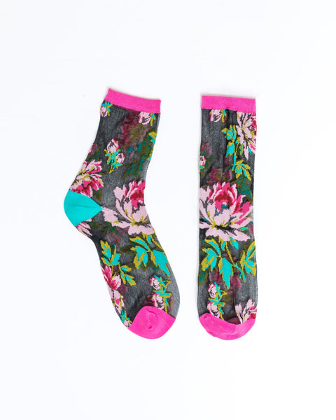 Black Sheer Socks Bundle 2 🌻 Floral Lover