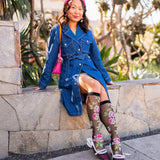 English Rose Black Sheer Knee High Sock