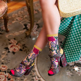 Festive Floral Sheer Crew Sock
