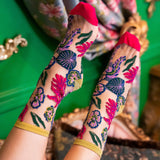 Festive Floral Sheer Crew Sock