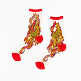 Flaming Cheetah Sheer Crew Sock