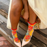 Flower Power Sheer Crew Sock