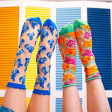 Blueberry Ruffle Sheer Crew Sock