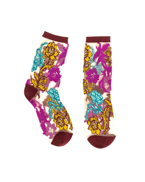 Gem Garden Sheer Crew Sock