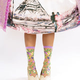 Heart Floral Sheer Crew Sock