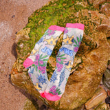 JAWS Aquatic Florals Shimmer Sheer Crew Sock