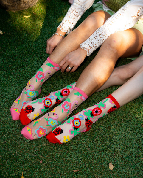 Ladybug & Flamingo Sheer Socks Bundle