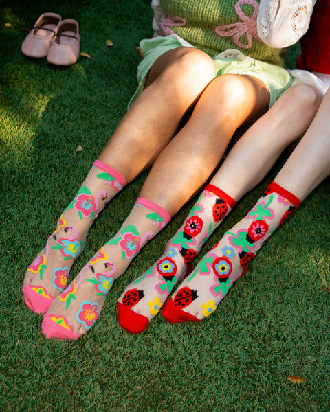 Ladybug & Flamingo Sheer Socks Bundle