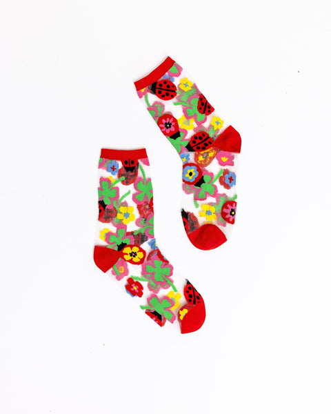 Ladybug & Flamingo Sheer Socks Bundle