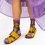 Magic Mushrooms Black Sheer Crew Sock