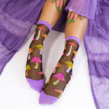 Magic Mushrooms Black Sheer Crew Sock