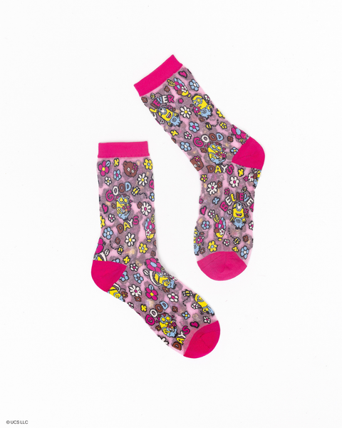 Minions Bello Spring Shimmer Sheer Crew Sock