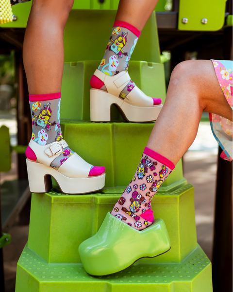 Minions Floral Shimmer Sheer Socks Bundle