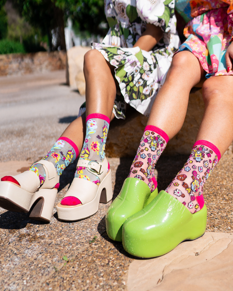 Minions Floral Shimmer Sheer Socks Bundle