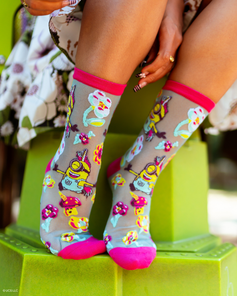 Minions Fluffy Dreams Shimmer Sheer Crew Sock