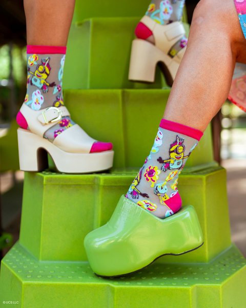 Minions Fluffy Dreams Shimmer Sheer Crew Sock