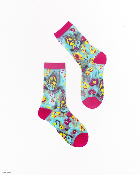 Minions Fluffy Dreams Shimmer Sheer Crew Sock