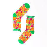 Orange Floral Sheer Crew Sock