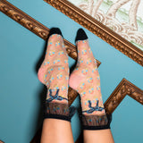 Repeat Floral Ruffle Sheer Crew Sock