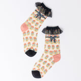 Repeat Floral Ruffle Sheer Crew Sock