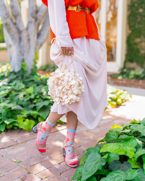 Ribbon Roses Sheer Ankle Sock