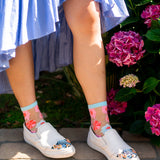 Ribbon Roses Sheer Ankle Sock