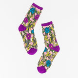 Stain Glass Floral Sheer Crew Sock