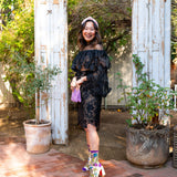 Stain Glass Floral Sheer Crew Sock