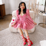 Strawberry Daisy Ruffle Sheer Crew Sock