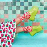 Strawberry Daisy Ruffle Sheer Crew Sock