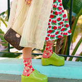 Strawberry Daisy Ruffle Sheer Crew Sock